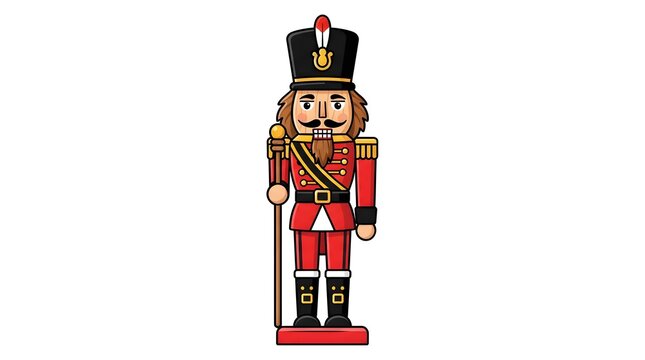Wooden nutcracker soldier Christmas Vector Illustration