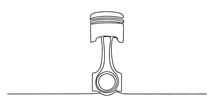 Continuous single line drawing of a car engine piston isolated on a white background isolated on transparent background