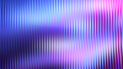 Fototapeta premium Purple glass fractal neon bg with blue ribbed fluted effect. Gradient overlay pattern of iridescent vector vertical prism. Abstract ripple design for luminous digital background.