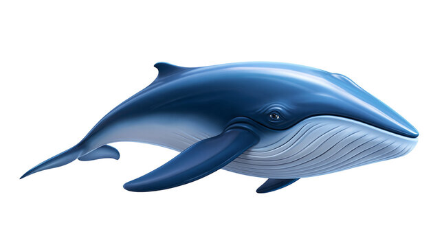 Smooth blue whale swimming with detailed ventral pleats and sleek body