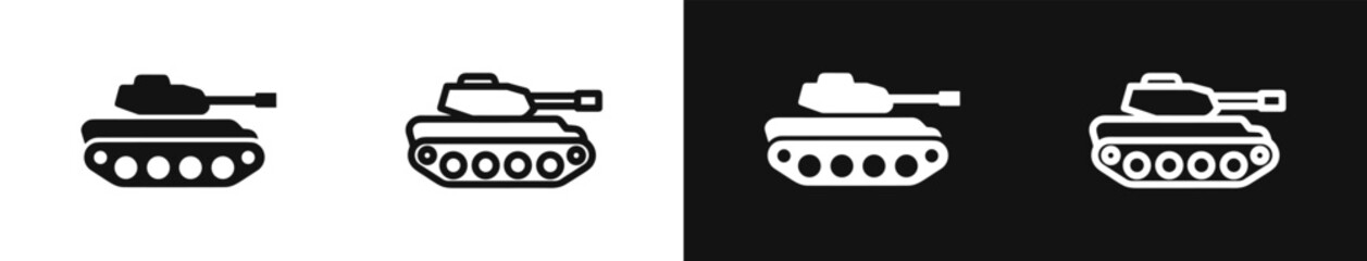 Fototapeta premium Military tank armored vehicle icon set vector illustration