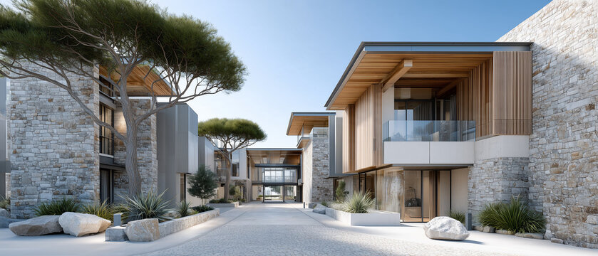 Sustainable Eco Village Editorial &mdash; Stylish Woman Walking Through a Refined Residential Community

