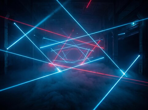 Abstract Laser Light Show Display with Geometric Patterns.