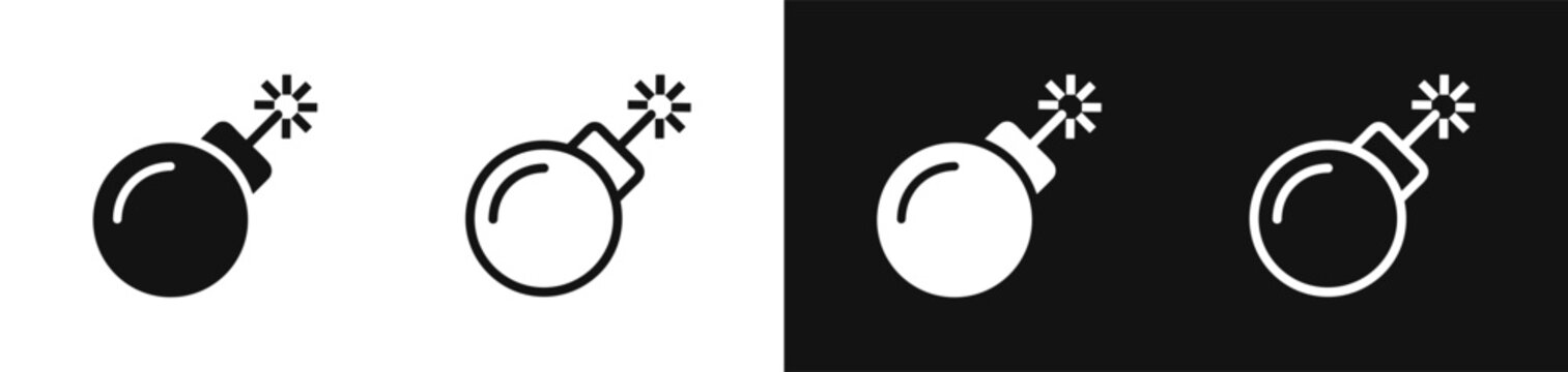 Bomb explosive weapon danger hazard icon set vector illustration