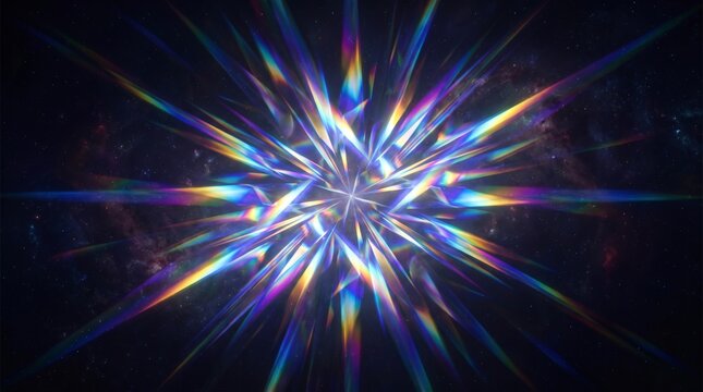 Abstract Starburst Light Explosion with Rainbow Colors.