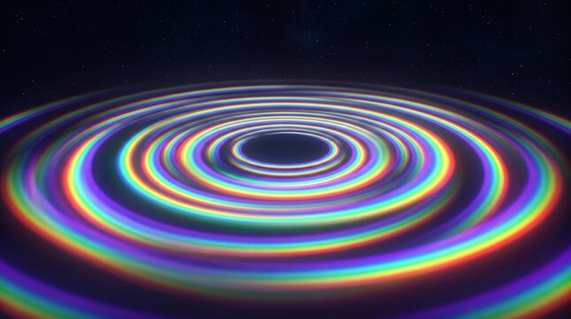 Abstract Rainbow Rings Light Effect Background.