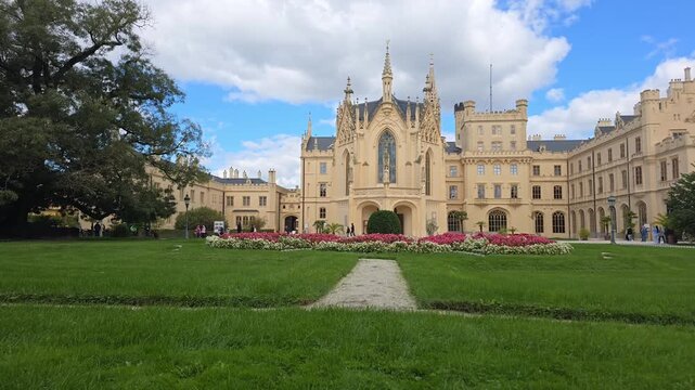 Timelapse of Lednice Castle and formal gardens in Czech Republic