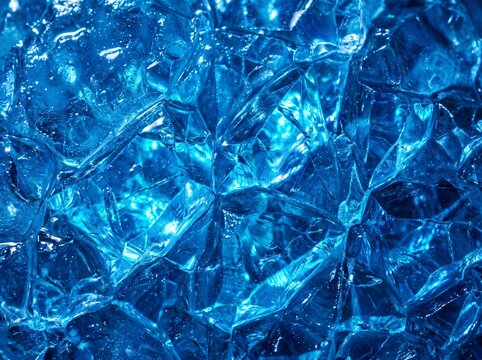Abstract Blue Ice Texture Background Close Up Macro Shot.