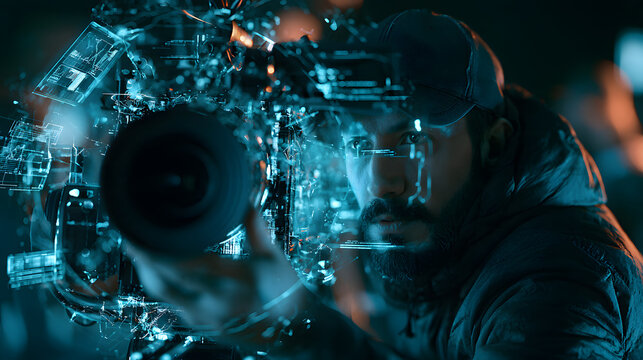 video operator using a camera, AI