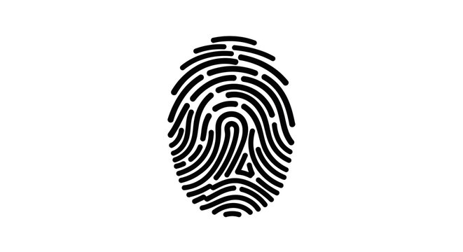 Black fingerprint icon isolated on transparent background for