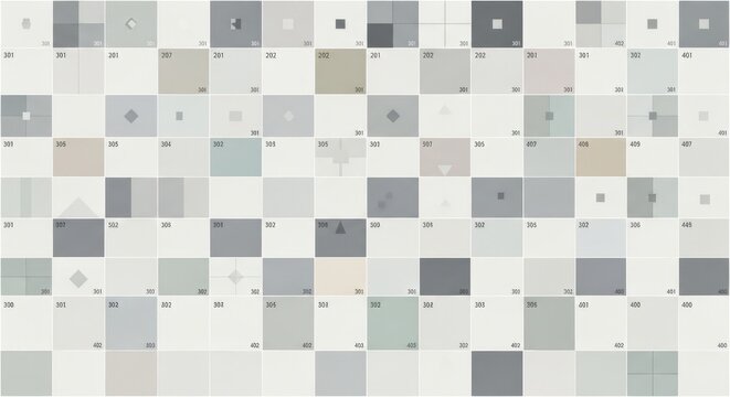 Abstract Grid of Gray Squares and Rectangles.