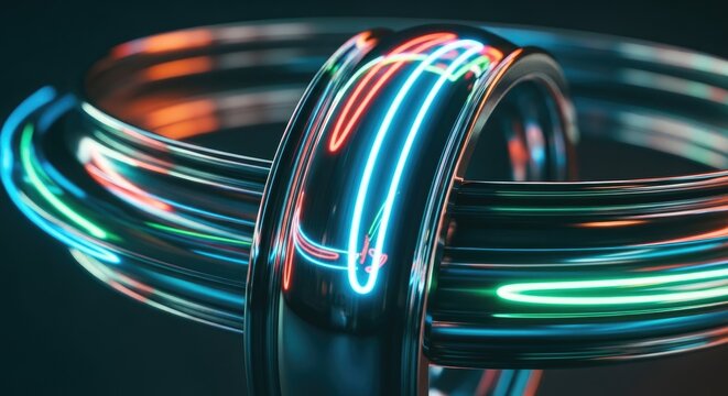 Abstract Neon Light Ring Design.