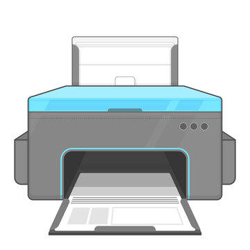 Flat Cartoon Printer Illustration for Office Equipment