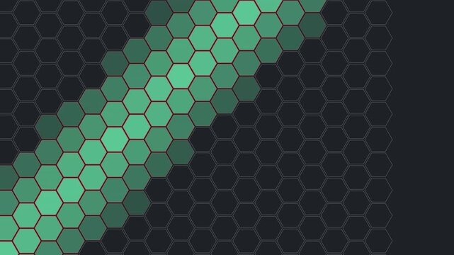 Looping hexagon grid technology background