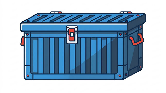 Industrial tool box blue metal storage container icon
