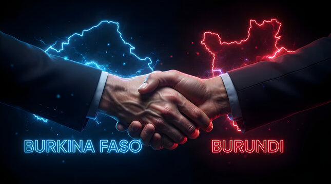 Professional handshake uniting burkina faso and burundi in light with business deal international relations partnership agreement cooperation