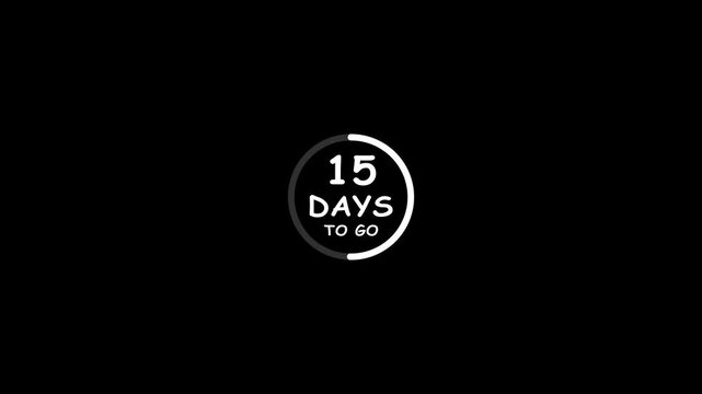 30 days to go, motion graphics running numbers counting days. text day-30 animation on black background and text, number, days, date, counter text concept.