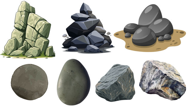 Cartoon Rocks and Stones Game Asset Collection