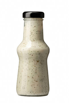 Creamy Herb Salad Dressing in a Clear Glass Bottle