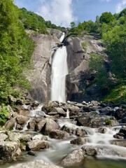 waterfall in the forest of the Italian alps  © River
