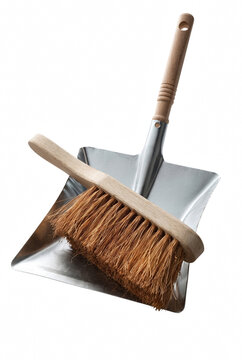 Traditional Hand Broom and Steel Dustpan Cleaning Tools
