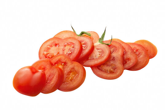 Rows of Fresh Ripe Tomato Slices