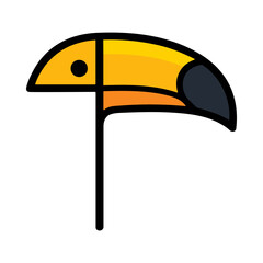 Fototapeta premium Close-Up Profile of a Colorful Toucan Perched on a Branch in Tropical Forest Environment