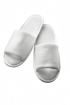Pair of soft white hotel spa slippers