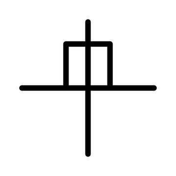 Minimalist coordinate graph icon showing a square on cartesian axes, representing geometry, mathematics, and science, thin line style vector illustratio