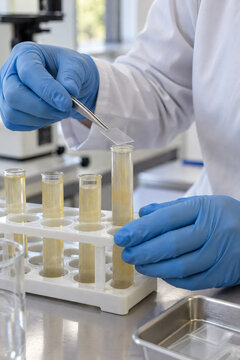 Placing a coverslip over a fecal flotation tube