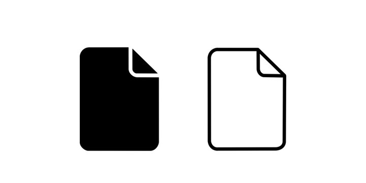 Minimal black document file icon set featuring outline and solid templates.
