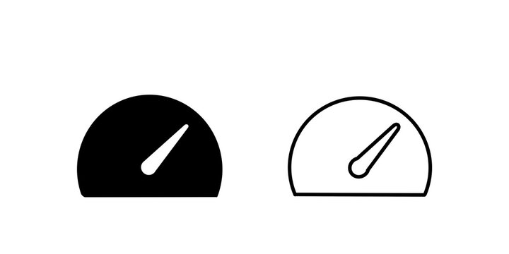 Black dashboard speedometer gauge icons for speed monitoring and performance data.
