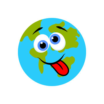 Cute crazy earth cartoon character, environment emoticon.
