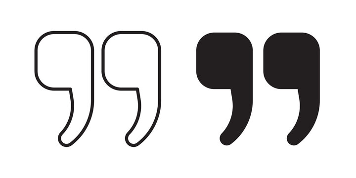 Quote right icon flat outline in black