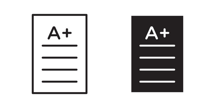 Report card icon flat outline in black