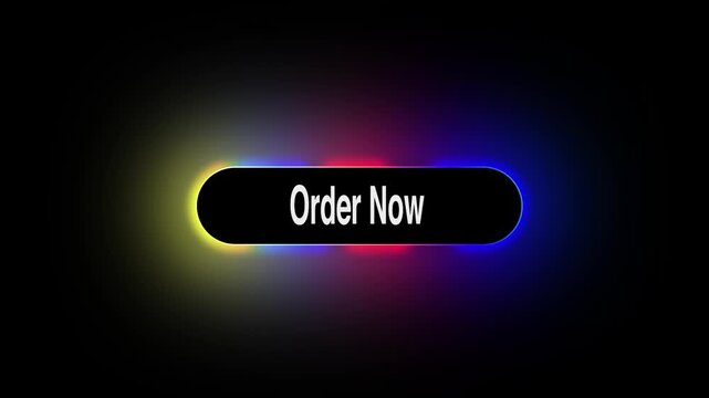 Glowing neon edge button with colorful light effects on a dark