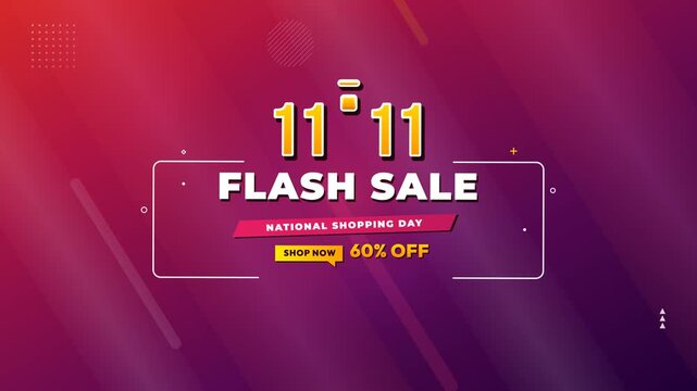 Vibrant commercial retail flash sale promotional motion graphic with golden metallic typography wireframe bracket and dynamic diagonal background elements.