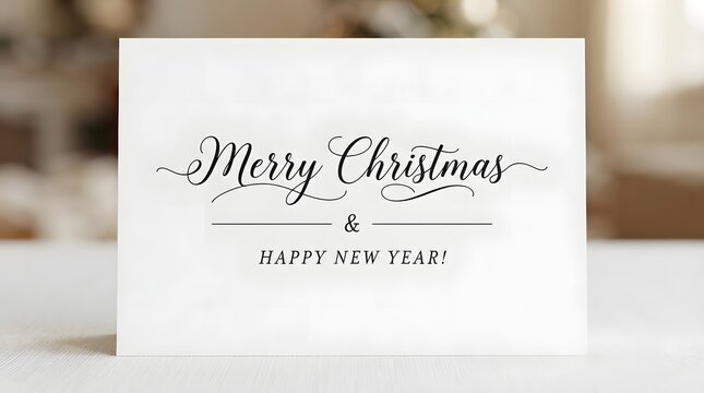Merry christmas and happy new year elegant calligraphy greeting card