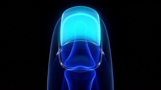 爪甲と爪床および末節骨の生体微細構造が暗視野で発光する医療CG動画