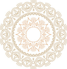Beige decorative mandala graphic element with geometric and floral motifs. Oriental golden Indian and Islamic vector illustration for Diwali, Ramadan and other festive designs. © Marina Zlochin
