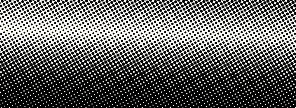 Halftone dot pattern background, black and white gradient texture, comic book style design element