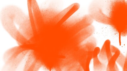 Fototapeta premium Vibrant orange spray paint graffiti background with aerosol mist drips and street art corner frame