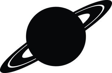 saturn planet with rings space astronomy vector silhouette icon graphic element isolated on white background © Creative Simz