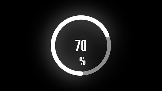 White Circular Progress Bar Showing 70 Percent Complete loading circle