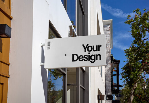 Mockup Of Customizable Projecting Sign On Los Angeles Street