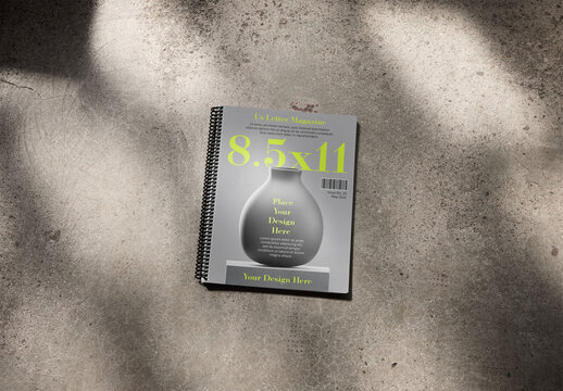 Mockup Of Customizable US Letter Magazine With Spiral Binding