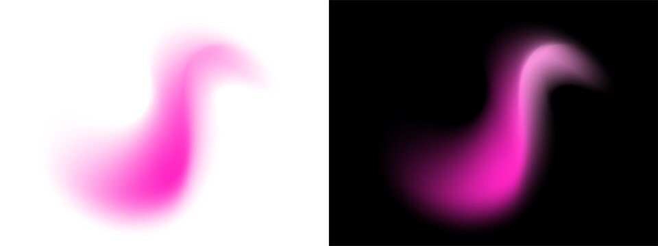 Abstract pink gradient wave shape with soft glowing light effect, fluid motion design element for modern creative projects isolated on transparent background