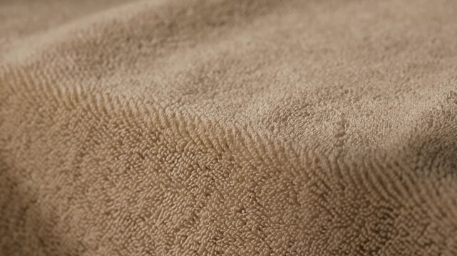 Macro view of brown fabric showing the soft texture and folds of the material surface in natural light