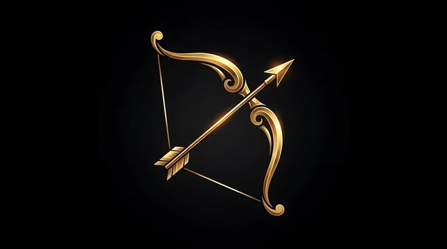 Elegant golden bow and arrow graphic.
