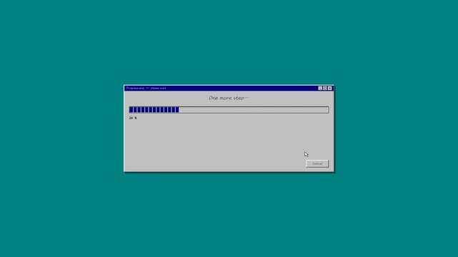 Retro Computer Progress Bar Interface Loading Animation